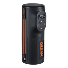 Compresor OSRAM Compresor auto cu acumulator, afisaj digital iluminat, memorie pentru salvarea setarilor de presiune pentru 4 autovehicule si functie auto stop la atingerea presiunii setate. Functie powerbank 5200 mAh Adaptoare pentru valve Presta, mingi etc.