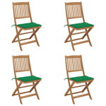 Set scaune gradina pliabile cu perne vidaXL, 4 buc., lemn masiv de acacia, 48,5 x 57 x 91 cm, 19.39 kg 3064676