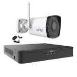 Sistem supraveghere video 1 camera IP Wi-Fi 2MP Smart IR 30m, 2.8mm, Microfon, NVR 4 canale 4K UNV, accesorii, Uniview