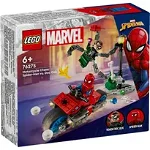 Set de construit LEGO® Marvel Super Heroes, Urmarire pe motocicleta: Omul Paianjen vs Doc Ock, 77 piese, LEGO