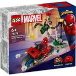 Set de construit LEGO® Marvel Super Heroes, Urmarire pe motocicleta: Omul Paianjen vs Doc Ock, 77 piese, LEGO