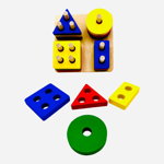 Jucărie interactivă PLACĂ DIN LEMN CU FORME GEOMETRICE multicolor 12×12cm, +3ani, 