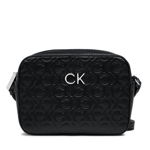 CALVIN KLEIN, Geanta crossbody din piele ecologica cu logo in relief, Negru stins