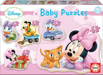 Set de 4 puzzle-uri (3 4 5 piese) progresive Disney - Lumea lui Minnie Mouse, Jucaresti
