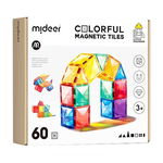 Set De Constructie Mideer Magnetic Tiles 5.6 x 26.6 x 24.8cm 60 Piese 3ani+ Multicolor