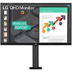 Monitor LED, LG, 27QN880P-B, 27 inchi, IPS, WQHD, sRGB 99% HDR10, FreeSync, baza ergonomica cu clema C, USB Type-C, HDMI, DP, Negru
