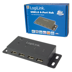 Hub cu 4 porturi, Logilink, USB 2.0, Negru