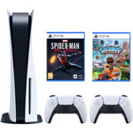 Consola PlayStation 5 + Joc Marvel's Spider-Man: Miles Morales pentru PlayStation 5 + Joc Sackboy: A Big Adventure pentru PlayStation 5 + Controller Wireless PlayStation DualSense