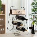 Suport pentru 9 sticle de vin Wine, 30x26x49 cm, metal, negru, Excellent Houseware