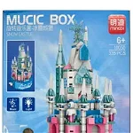 Set de constructie Snow Castle cutie muzicala cu lumini, 335 piese tip lego, OEM