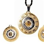 Amuleta de protectie, sanatate si prosperitate- Medalionul celor 8 simboluri tibetane, cele 12 zodii si silaba HRIH, 