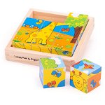 Puzzle cubic - safari, BIGJIGS Toys, 2-3 ani +, BIGJIGS Toys
