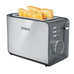 Prajitor de paine Samus Toasty, 850 W, Capacitate 2 felii, 7 Trepte Prajire, Dezghetare, Inox, Samus