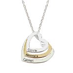 Corina - Colier personalizat inimioare si nume din argint 925, BijuBOX