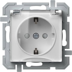 Priza simpla cu capac Tem Schuko, interior, PVC, alb, 16 A, 250 V, TEM