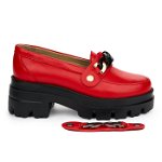 Pantofi dama cu doua accesorii din piele naturala rosie 12863, Superlative.ro