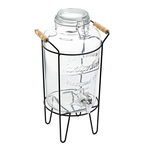 Dozator pentru bauturi cu suport Freya, Homla, 8 L, sticla/metal, transparent/negru, Homla