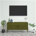 Comoda TV vidaXL, verde masliniu, 105x35x50 cm, otel 12.6 kg