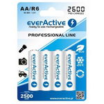 Set 4 acumulatori preincarcati R6 AA Ni-MH, capacite 2600 mAh, everActive Professional Line