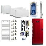 Pachet centrala termica cu peleti KOPH GT 30 kW, echipata complet + Cos fum dublu-perete izolat inox 120 mm + Boiler termoelectric TESY BiLight cu 1 Serpentina GCV9S, 150l + Calorifere + Robineti tur-retur