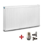 Pachet calorifer (radiator) din otel KOPH, tip 22, 300x1400 mm, 1778 W + Cap termostatic si 2 robineti tur-retur