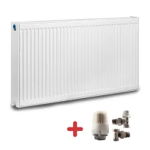 Pachet calorifer (radiator) din otel KOPH, tip 22, 300x1400 mm, 1778 W + Cap termostatic si 2 robineti tur-retur