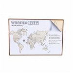 Harta lumii puzzle 3D de perete (XL), Wooden City