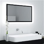 vidaXL Oglindă de baie cu LED, negru, 80x8,5x37 cm, acril, vidaXL