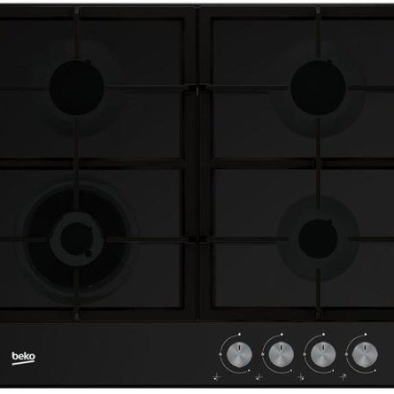 Plita incorporabila Beko HIAW64225SB, Gaz, 4 arzatoare, Gratar de fonta, 58 cm, Negru