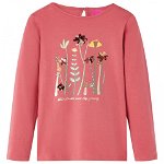 Tricou de copii cu mâneci lungi, imprimeu flori, roz antichizat, 116, Casa Practica