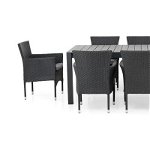 Set mobilier gradina/terasa, 8 scaune + masa extensibila Encore, aluminiu, gri/negru, Maison