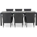 Set mobilier gradina/terasa, 8 scaune + masa extensibila Encore, aluminiu, gri/negru, Maison