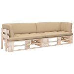 Set canapea din paleti cu 2 locuri vidaXL, cu perne, lemn pin tratat, 15.06 kg, 110 x 65 x 55 cm