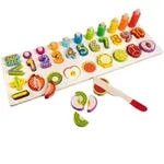 Joc Puzzle din Lemn cu Cifre, Adunare, Scadere, Mai mic, Mai mare si Fructe, Andyluc