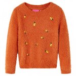 Pulover tricotat pentru copii, portocaliu ars, 128, Casa Practica