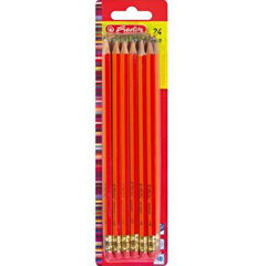 Creioane Grafit Cu Radiera Mina Hb Lacuite Rosu Set 24 Buc, Herlitz
