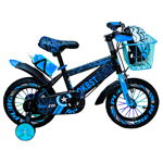 Bicicleta Go Kart 888 Ok Best,16 inch, 4-6 ani, roti ajutatoare ,casca protectie, suport si bidon apa, cosulet,albastru, Go Kart