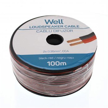 Cablu difuzor transparent 2x0.35mm CCA Well LSP-CCA0.35TT-100-WL