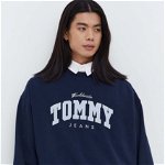 Tommy Jeans hanorac de bumbac barbati, culoarea albastru marin, cu imprimeu, Tommy Jeans