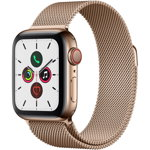 Apple Watch Series 5 GPS + Cellular, 40mm, Gold, Stainless Steel Case, Gold Milanese Loop