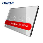 Panou intrerupator dublu+dublu cu touch Livolo din sticla