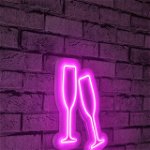 Decoratiune luminoasa LED, Champagne Glasses, Benzi flexibile de neon, DC 12 V, Roz, Neon Graph
