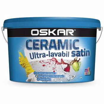Vopsea ultralavabila Oskar Ceramic, alb satinat, interior/exterior, 8,5 l