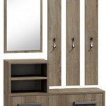 Mobilie hol - Dresser cu oglinda si dulap pentru pantofi ,180x85x24 , PAL laminat, Maro, Topeshop