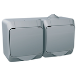 Cedar Plus - Priza Dubla Cu Impamantare Lat. - 16A, Obturat., Gri, Schneider