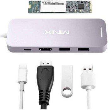 Adaptor multiport USB-C Minix NEO-S2GR cu Solid State Drive (SSD) 240Gb inclus, HDMI, USB Type-C, 2 x USB3.0, Minix