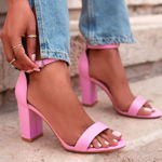 Sandale roz cu toc gros Ingrid 125, SOFILINE