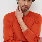 BOSS pulover de lana barbati, culoarea portocaliu, light, Boss
