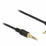 Cablu Stereo Jack 3.5 mm 3 pini (pentru smartphone cu husa) unghi 3m T-T Negru, Delock 85570