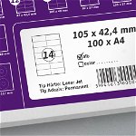 Etichete autoadezive A4, 105 x 42.40 mm, 14 etichete / coala A4, 1 top, 100 coli/top